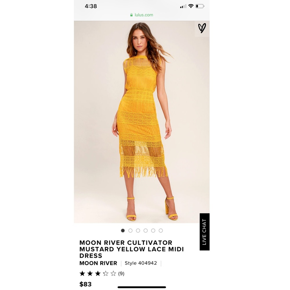Lulus MoonRiver mustard yellow dress. Worn once!